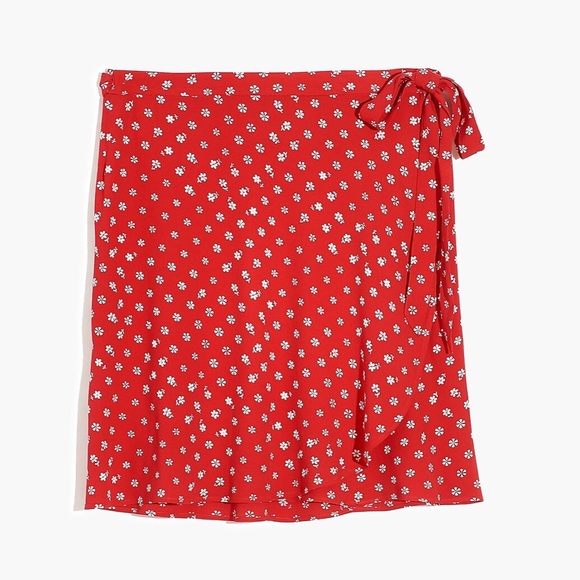 NWOT Madewell Wrap Mini Skirt in Bandana Flower XS Red White Floral - Picture 4 of 4